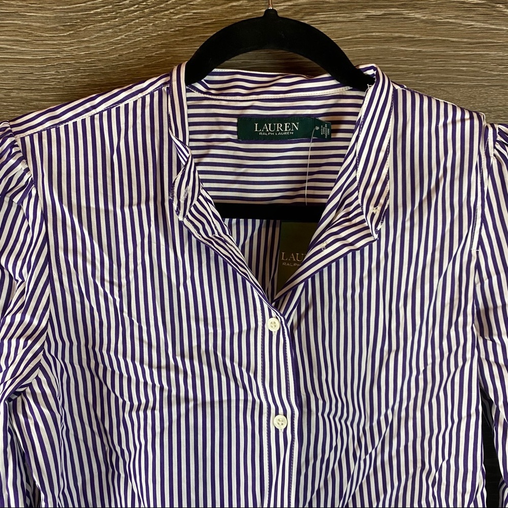 Lauren Ralph Lauren striped button up top NWT - Picture 3 of 8